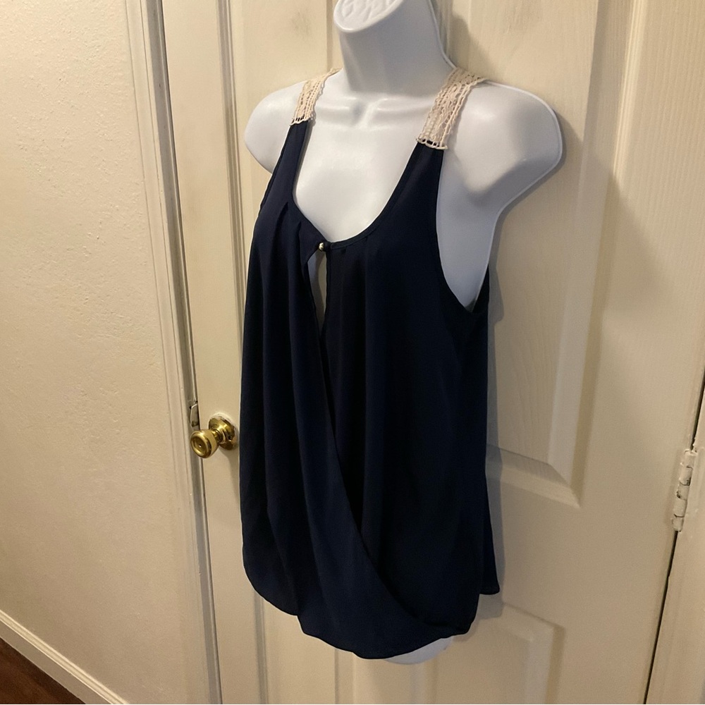 Blue Tank Top with Wrap Style and Relaxed Fit